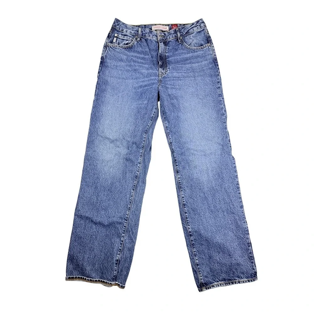 Superdry & Co Denim Wide Leg Jeans Mens 32x32 Blue Organic Cotton